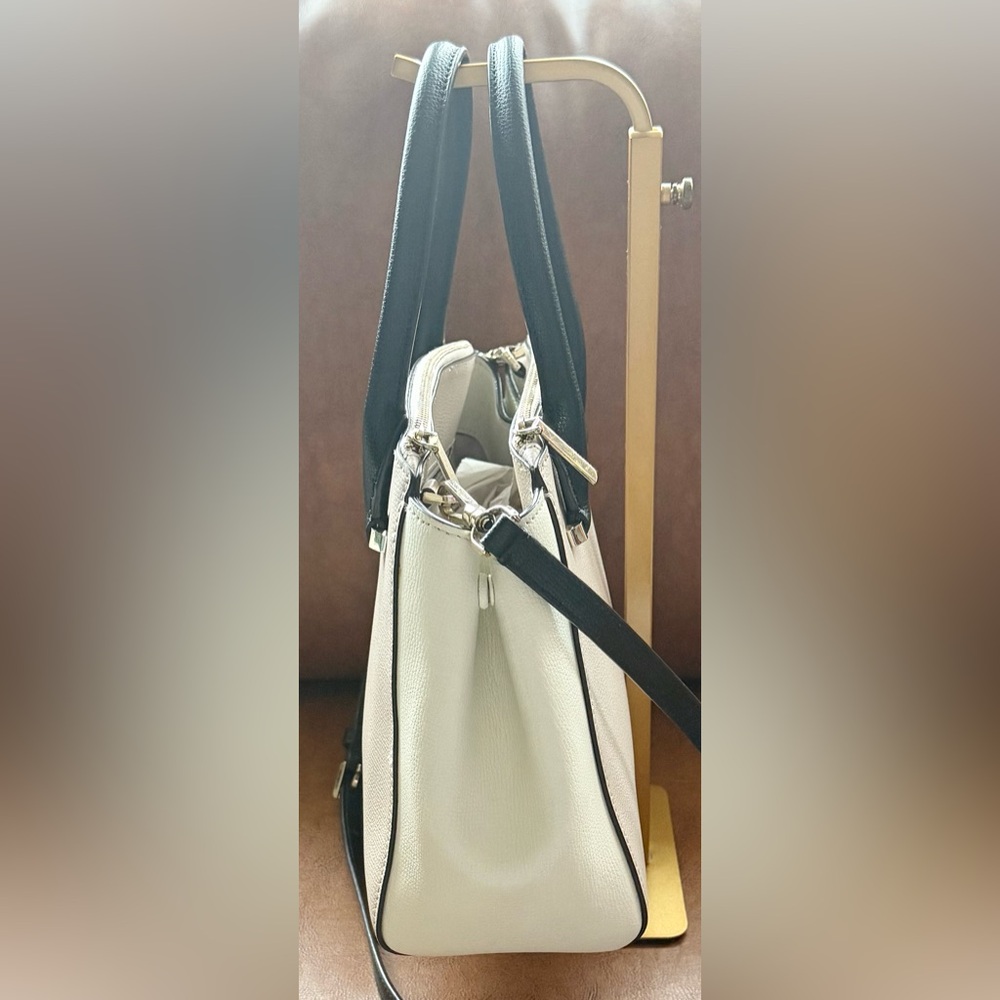 Kate Spade Sydney Double Zip Leather Satchel Crossbody Tusk Multi Medium EUC - Picture 4 of 9
